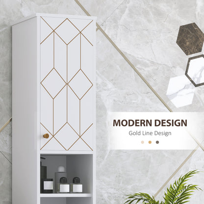 Tall Bathroom Storage Cabinet with Doors, Slim Bathroom Storage Unit with Adjustable Shelves, Freestanding Bathroom Storage Unit, White