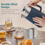 Electric Stainless Steel Kettle and Toaster Set, 3000W 1.7L UK Strix Thermostat Dark Blue
