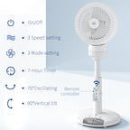 Standing Fan for Bedroom, 28" Pedestal Fan with Remote, 70° Oscillating, 90° Vertical Tilt, 3 Speeds, Adjustable Height, 7H Timer, Foot Button, White