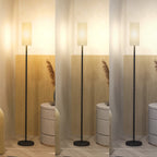 Floor Lamp for Living Room, Modern Standing Lamp with Linen Shade & Foot Switch, Minimalist Tall Pole Lampshade for Bedroom, Office, White
