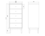 Wright Oak Tallboy Chest of 5 Drawers