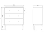Wright Oak Chest of 3 Drawers