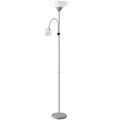 LED Floor Lamp for Living Room, 180cm Tall Standing Lamp, Mother and Child Uplighter with Adjustable Gooseneck, 3000K/4500K/6500K Colour Temperatures, Silver Tone