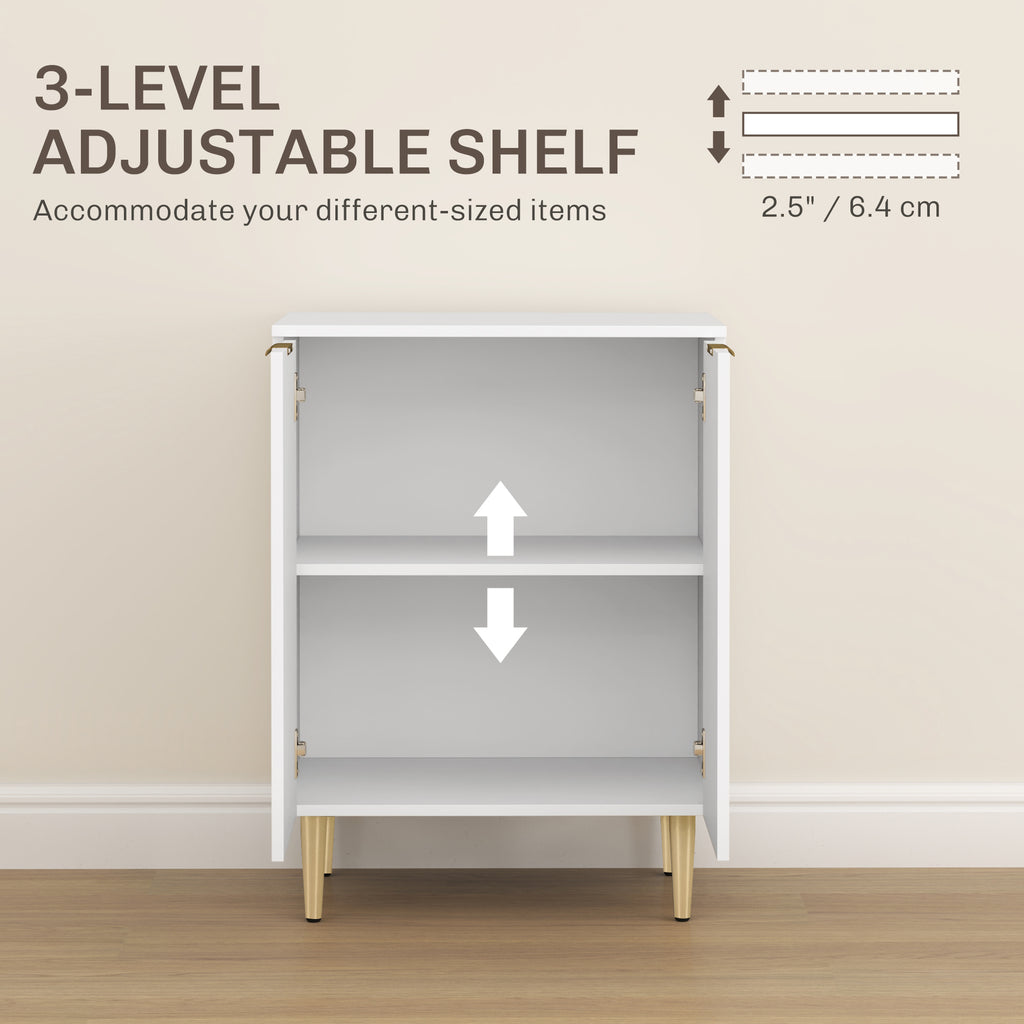 HOMCOM Sideboard Buffet Cabinet, Modern Kitchen Storage Cabinet with Adjustable Shelf and Metal Legs, White