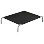 PawHut Elevated Pet Bed Cooling Raised Cot Style Bed for Large Medium Sized Dogs with Non-slip Pads Steel Frame Breathable Mesh Fabric, 110 x 75 x 20 cm - Black