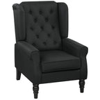 HOMCOM Wingback Accent Chair, Faux Linen Armchair with Thick Spring Cushion, High Back, Solid Wood Legs, Retro Button Tufted Reading Chair for Living Room, Bedroom, Black