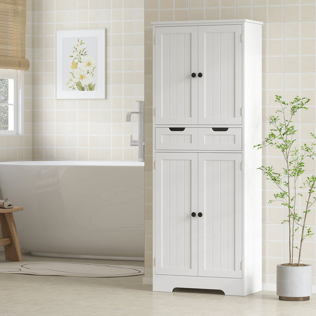 HOMCOM Tall Bathroom Storage Cabinet - White