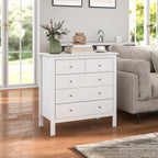 HOMCOM 5 Drawer Chest of Drawers, Modern Dresser for Bedroom, Wide Storage Unit for Living Room, Hallway, Closet, White