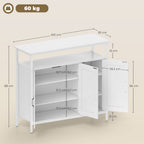HOMCOM Industrial Kitchen Sideboard with Open Shelf, 2 Cabinets, Adjustable Shelves for Living Room, Dining Room, White