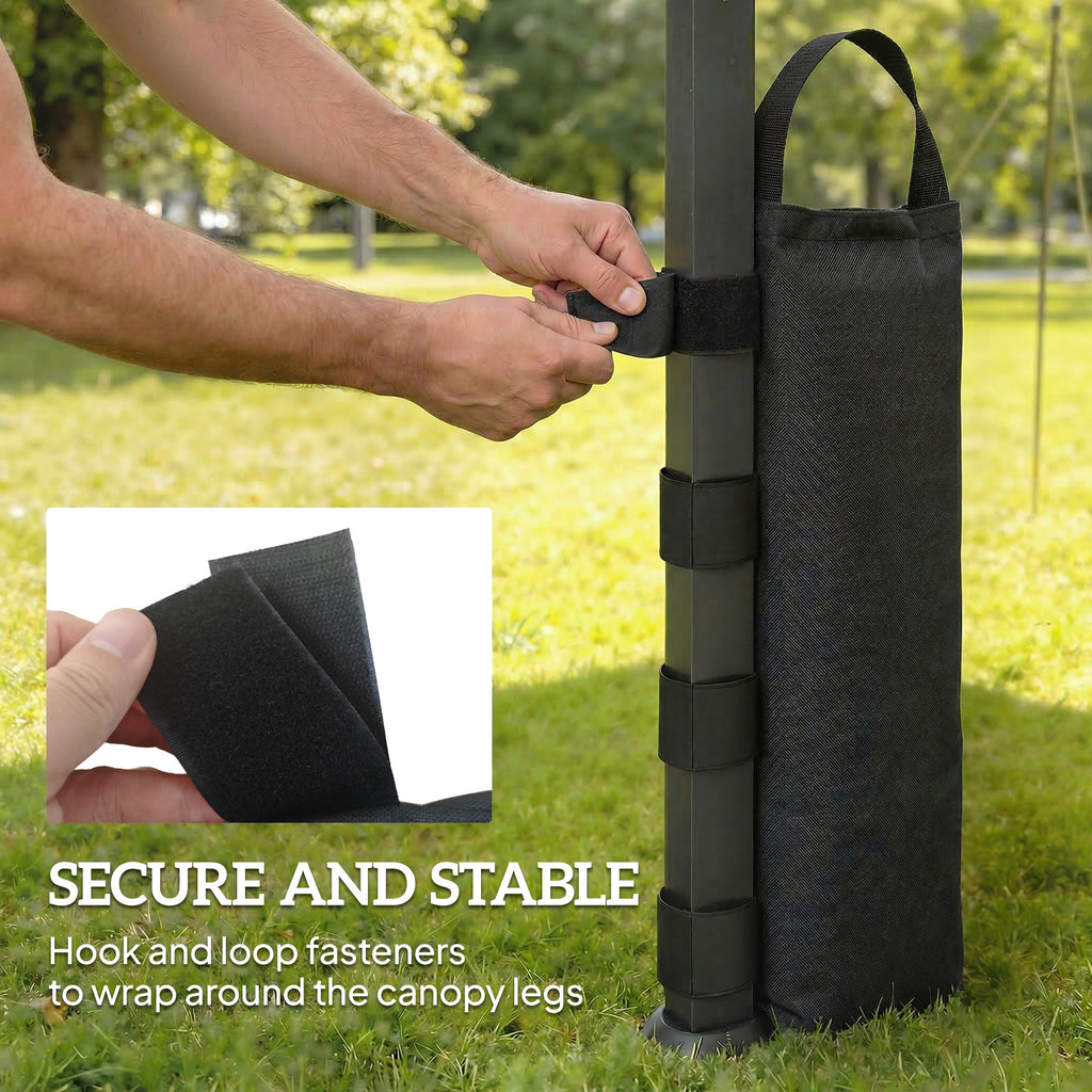 Outsunny 8 Pack Gazebo Sand Weights Bags, 40 kg 600D Heavy Duty Sand Bags Sandbags for Canopy Tent Legs, Without Sand, Black