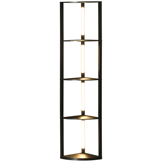 Corner Floor Lamp for Living Room Bedroom with Dimmable Warm White LED Light, Modern Tall Standing Lamp, Black