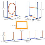 PawHut Dog Agility Training Equipment with Weave Poles, Jump Ring, Pause Box, Adjustable Hurdle, Carry Bag, Orange