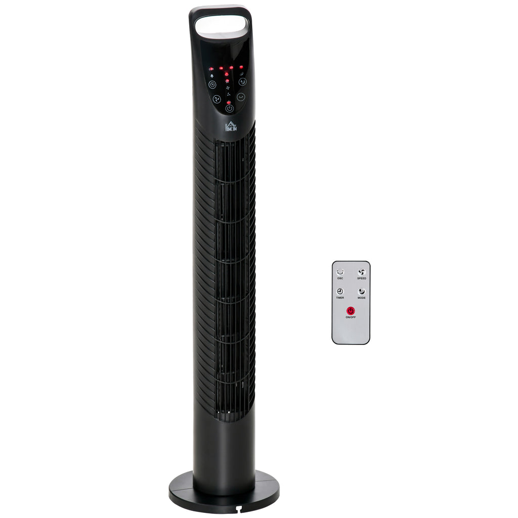 31 Inch Bladeless Oscillating Tower Fan with 70° Oscillation, Remote Control, 7.5H Timer, 3 Speed 3 Modes, Electric Floor Standing Cooling Fan for Home Bedroom Office, Black