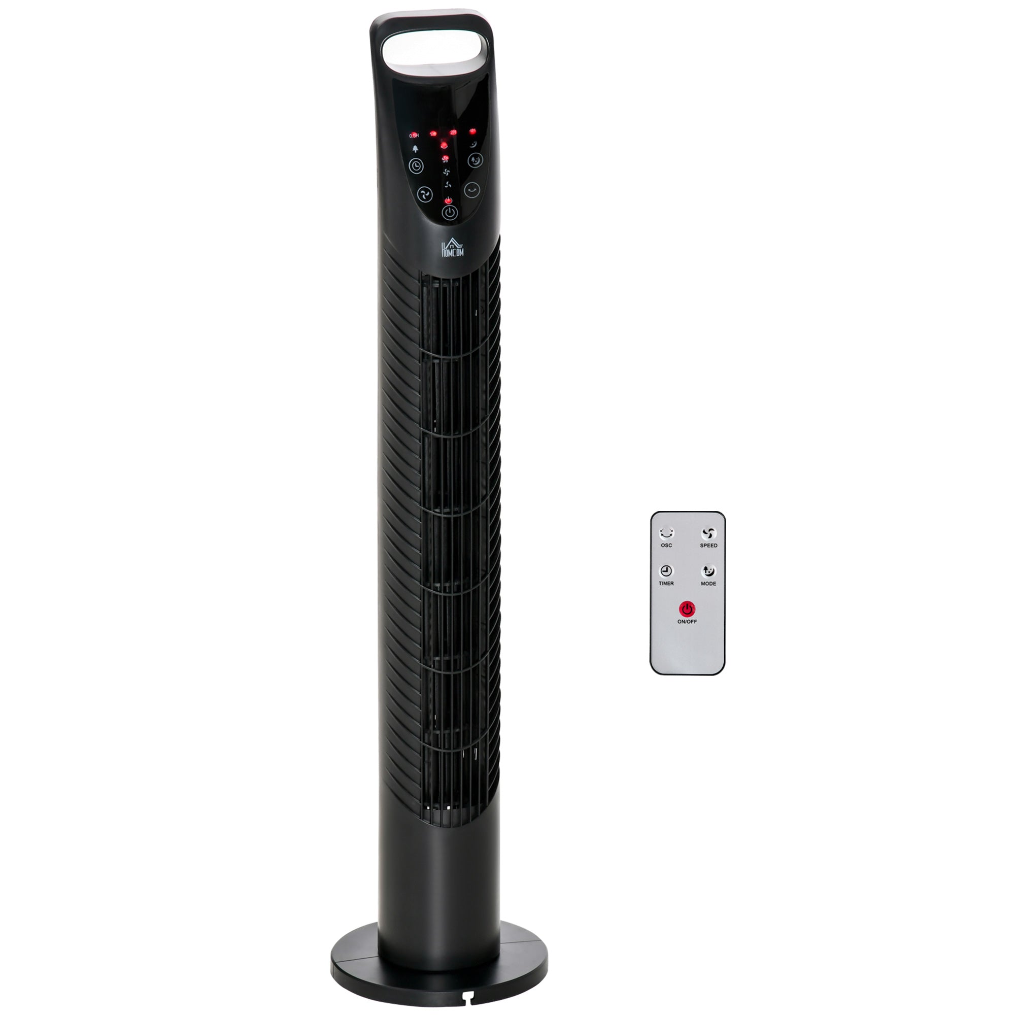 31 Inch Bladeless Oscillating Tower Fan with 70° Oscillation, Remote Control, 7.5H Timer, 3 Speed 3 Modes, Electric Floor Standing Cooling Fan for Home Bedroom Office, Black