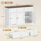 HOMCOM Modern Sideboard with 3 Doors, 2 Drawers and Adjustable Shelves, White