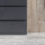 HOMCOM High Gloss Chest of Drawers, 4-Drawer Storage Cabinets, Modern Dresser for Bedroom, Grey