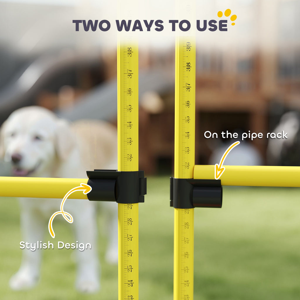 PawHut 4-piece Dog Agility Equipment with 4 Hurdles, Bag for Jump, Training, Yellow