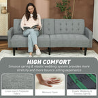 HOMCOM Three-Seater Sofa Bed, with Cupholders - Light Grey