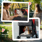 PawHut Foldable Pet Stroller, with Universal Wheels, Shock Absorber, for Medium and Large Dogs - Red