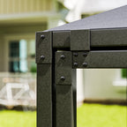 Outsunny 3 x 6m Garden Gazebo with Extendable Awning and Wheels, UPF30+ Metal Gazebo Canopy Shelter for BBQ, Dark Grey