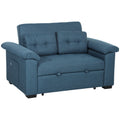 HOMCOM Pull Out Sofa Bed, Fabric 2 Seater Click Clack Sofa Bed Settee with 2 Pocket Springs, Convertible Sofa Couch with Pillows and Side Pockets for Living Room, Home Office, Blue