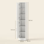 kleankin Tall Bathroom Cabinet with Mirror and Adjustable Shelf - White