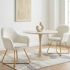 HOMCOM Set of Two Boucle Dining Chairs - Cream