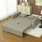 HOMCOM 2 Seater Sofa Bed with Hidden Storage, Pull Out Convertible Bed Settee, Modern Snow Flannel Loveseat Sofa Sleeper with 2 Cushions for Living Room, Guest Room, Light Brown