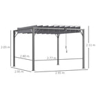 Outsunny 3 x 3(m) Outdoor Pergola with Retractable Roof, Aluminium Louvered Patio Gazebo Canopy, Grey