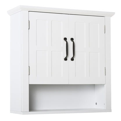 Bathroom Wall Cabinet, Medicine Cabinet, Kitchen Cupboard with 2 Doors and Adjustable Shelf, White