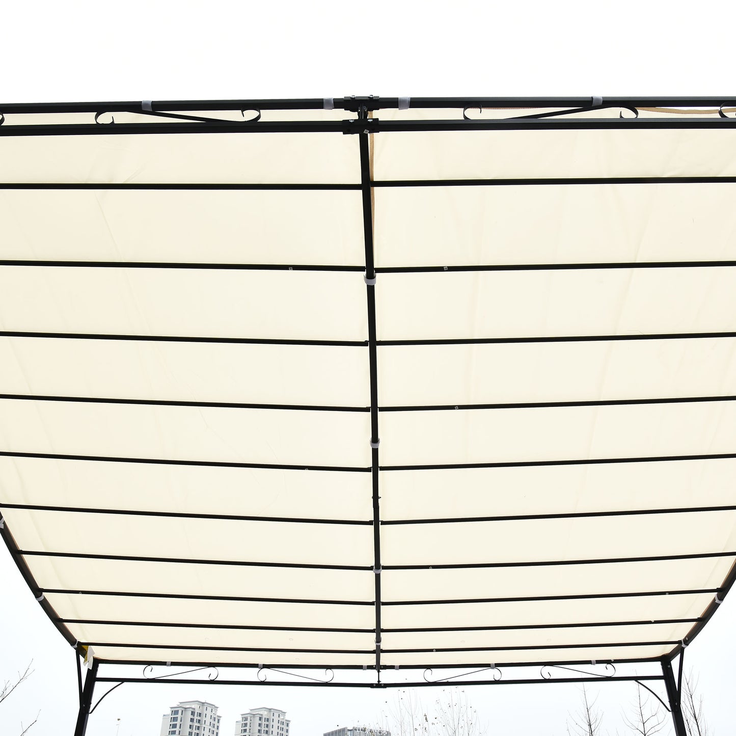 Outsunny 3x3 m Wall Mounted Garden Porch with UV Protection, Cream White