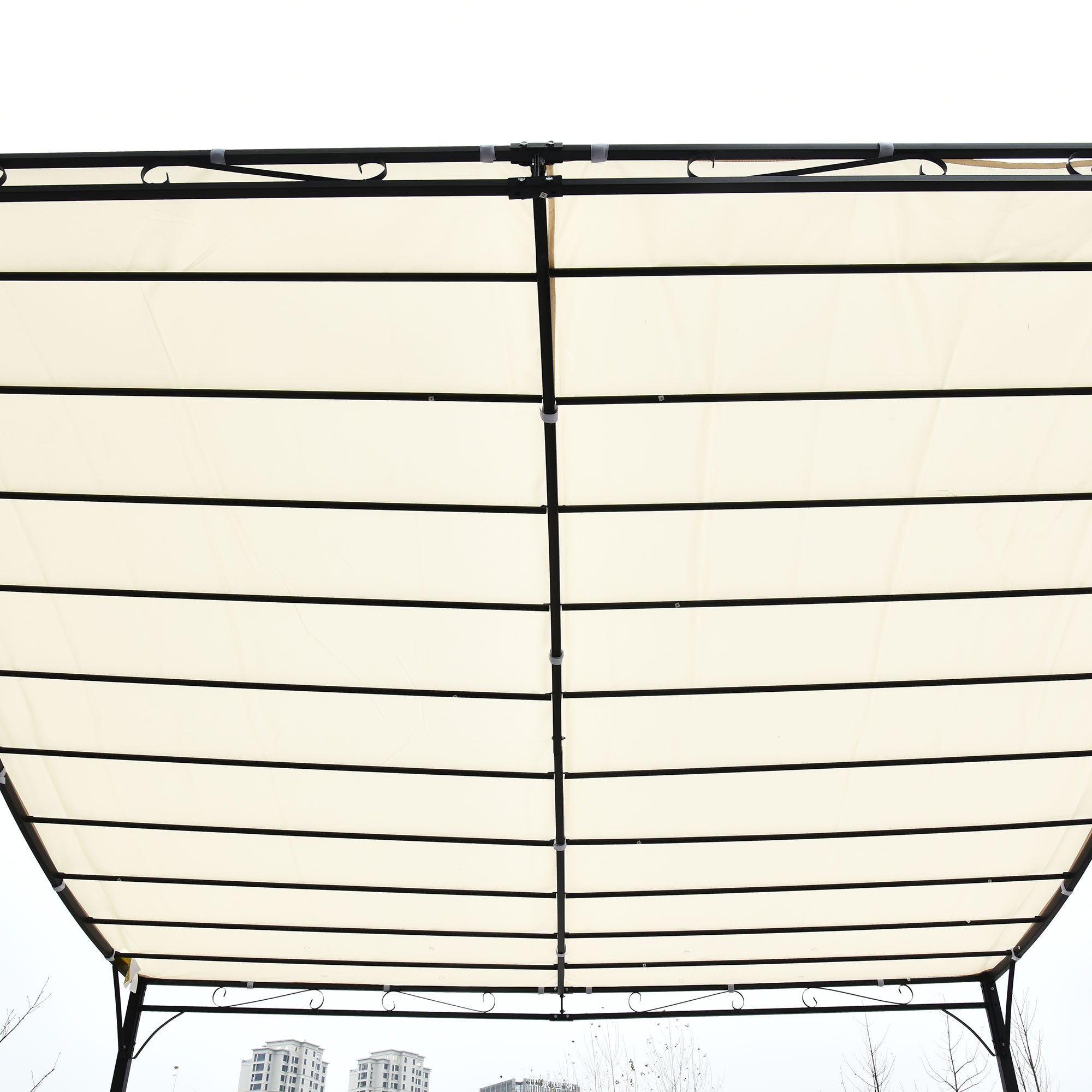 Outsunny 3x3 m Wall Mounted Garden Porch with UV Protection, Cream White