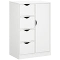 HOMCOM Bathroom Cabinet, Freestanding Storage Cabinet with 4 Drawers, Door Cupboard for Living Room, Kitchen, Bedroom, White