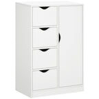 HOMCOM Bathroom Cabinet, Freestanding Storage Cabinet with 4 Drawers, Door Cupboard for Living Room, Kitchen, Bedroom, White