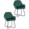 HOMCOM Velvet-Feel Plisse Back Accent Chair - Green