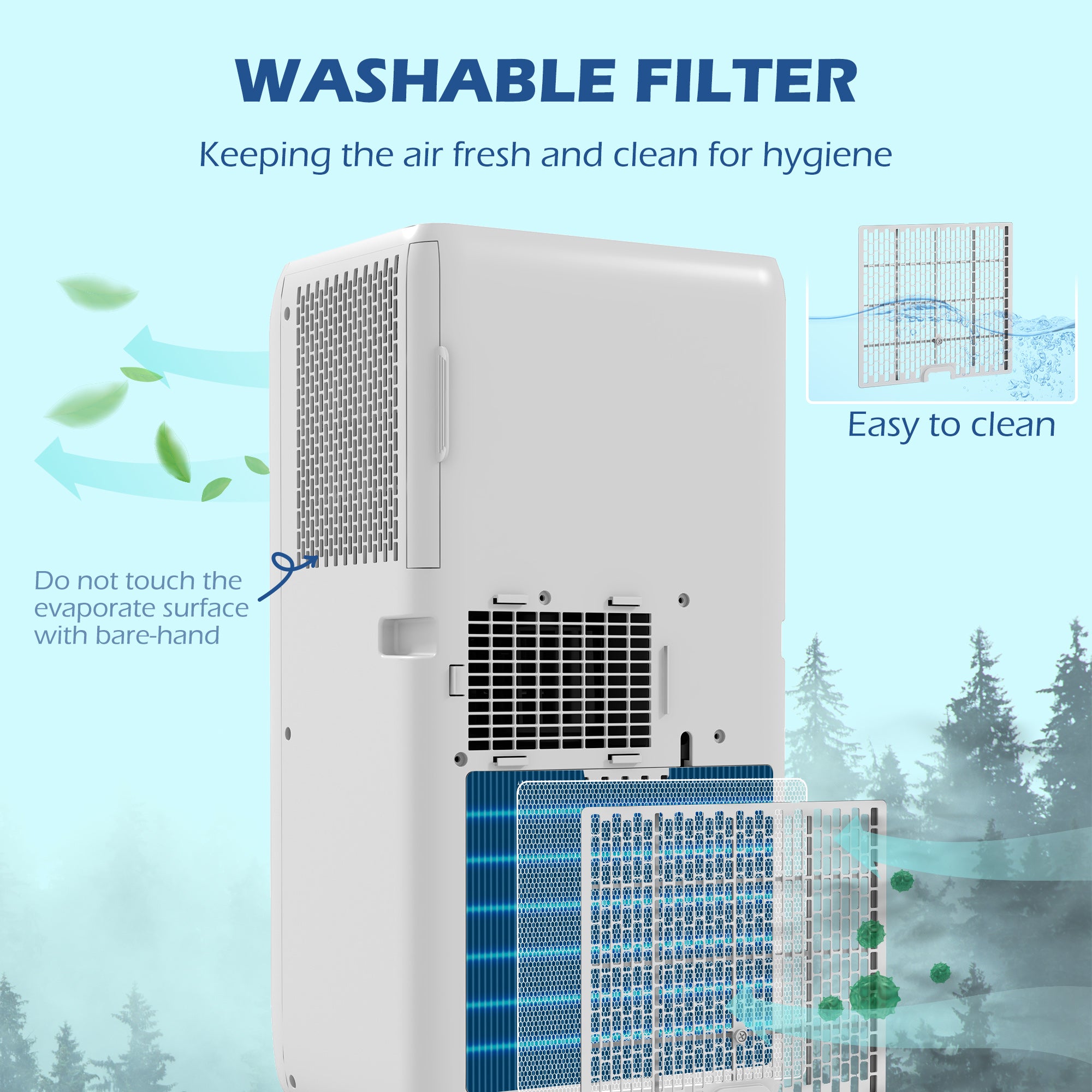 7,000 BTU Mobile Air Conditioner for Room up to 26m², with Dehumidifier, 24H Timer, Wheels, Window Mount Kit