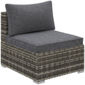 Outsunny Armless Rattan Garden Chair, Outdoor Rattan Chair with Cushions, PE Wicker Garden Furniture with Steel Frame, Adjustable Footpads for Garden, Terrace, Deep Grey