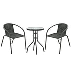 Outsunny 3 Pieces Rattan Bistro Set - Black