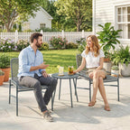 Outsunny 3 Piece Rattan Bistro Set, Outdoor Garden Furniture Set with 2 Chairs, Round Coffee Table for Patio, Balcony, Dark Grey
