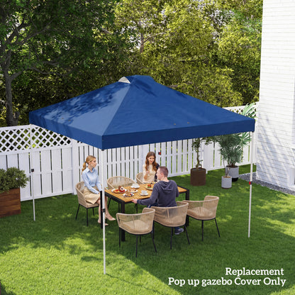 Outsunny Gazebo Roof Replacement UV50+ Waterproof Pop Up Canopy Cover with 8 Drainage Holes 3 x 3 m Blue