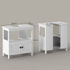 kleankin Pedestal Under Sink Cabinet with Double Doors, Modern Bathroom Vanity Storage Unit with Shelves, White