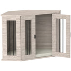PawHut Dog Crate Furniture Side Table, with Cushion, 104 x 55 x 63cm - Walnut Brown
