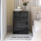 HOMCOM Chest of Drawers, 4-Drawer Storage Cabinets, Modern Dresser, Storage Drawer Unit for Bedroom