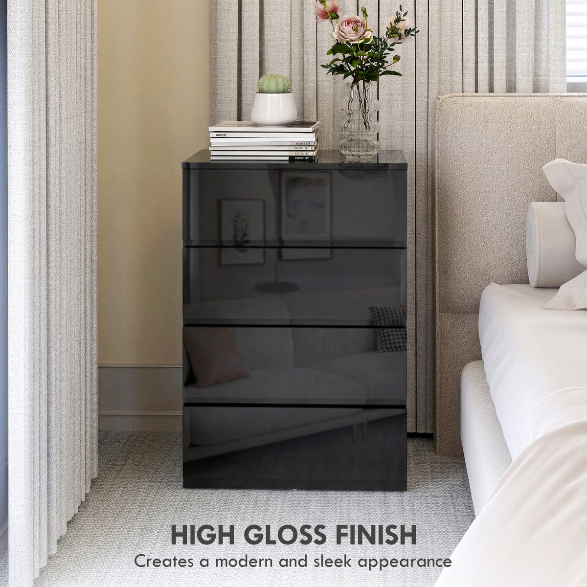 Chest of Drawers, 4-Drawer Storage Cabinets, Modern Dresser, Storage Drawer Unit for Bedroom