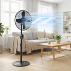 41 cm Metal Pedestal Fan with Oscillating, Adjustable Height Black