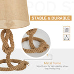 Nautical Style Table Lamp with Fabric Lampshade Metal Frame Power Switch, 48cm Home Desk Lamp Bedroom Living Room Study E27 Base, Beige