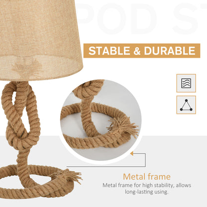 Nautical Style Table Lamp with Fabric Lampshade Metal Frame Power Switch, 48cm Home Desk Lamp Bedroom Living Room Study E27 Base, Beige