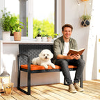 Outsunny Two-Seater Rattan Garden Bench - Orange