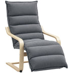 HOMCOM Curved Wooden Accent Chair, with Adjustable Footrest - Drak Grey