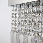 Modern Crystal Ceiling Light Square Crystal Chandelier for Living Room, Dining Room, Hall, 5 x E14 Lamp Holders, Silver, 80 x 25 x 23cm